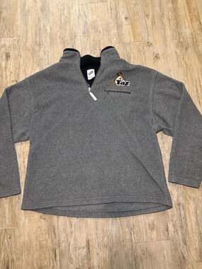 Vintage 1999 Looney Tunes Taz Embroidered Quarter Zip Fleece Pullover Sweater